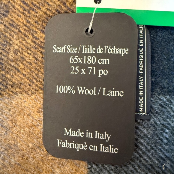 Linea Emmeti 🇮🇹 Fine Merino Wool Wrap – Made in Italy, Blue & Camel Plaid, NWT - Picture 9 of 9
